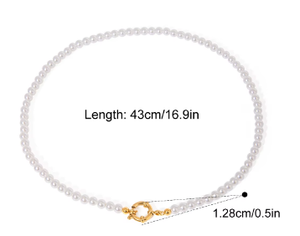 Collier pendentif en perles de verre en acier inoxydable or 18 carats avec boucle de <span class=keywords><strong>marin</strong></span> Collier pendentif en perles de verre rondes 43cm + 5cm - Product Image 6