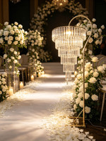 Lustre de sol en cristal doré pour décoration d'allée de mariage, lampe LED suspendue à 6 niveaux en acrylique pour événements, fêtes et scènes