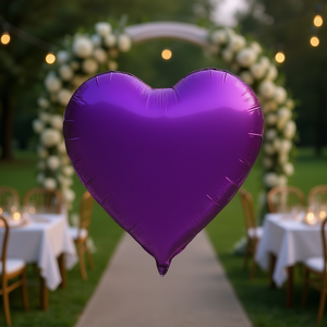 Globo de Corazón Morado Metalizado para Fiesta de Boda, 18 Pulgadas, Modelo 44042 - Product Image 2