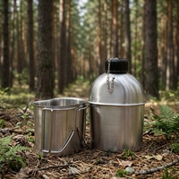 Offre Spéciale : Ensemble Tasse et Gourde en Acier Inoxydable à Chauffage Entièrement Automatique avec Pochette Verte pour Camping, Randonnée, Pêche et Kit de Survie en Extérieur