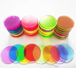 Monete in Plastica Trasparenti Colorate Morbide e Leggere 19mm 25mm per Conteggio Giochi Ausili Didattici per Bambini 4-6 Anni Uso Interno Vendita Calda - Product Image 2
