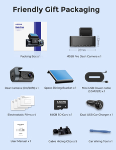 Azdome M550 Pro-2ch 2K + 1080P 2-Kênh Bảng Điều Khiển Máy Ảnh Xe Kỹ Thuật Số Video Ghi Âm, Được Xây Dựng Trong 5G Không Dây Toàn Cầu Khe Cắm Hệ Thống Trong - Product Image 6