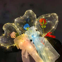 Ballon Bobo Cœur Lumineux, Bouquet de Roses, Cadeau pour Mariage, Fiançailles, Anniversaire, Décoration de Fête, Anniversaire de Naissance