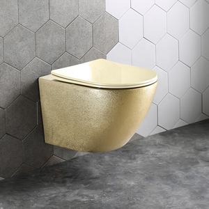 WC suspendu sans bride, en céramique Tornado, plaqué or, garantie 10 ans - Product Image 1