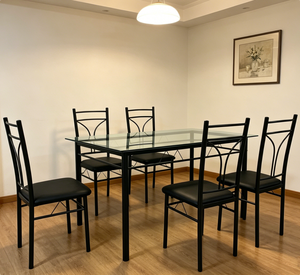 Mesa de <span class=keywords><strong>Comedor</strong></span> Convertible Moderna YUKAI con Vidrio Templado y Asientos Acolchados, Incluye <span class=keywords><strong>Cuatro</strong></span> <span class=keywords><strong>Sillas</strong></span> para Apartamento, Modelo DS-03G - Product Image 6