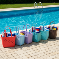 Sac de plage en EVA imperméable pour femme, couleur unie, avec sangle amovible, doublure en PVC souple grande capacité, en caoutchouc, idéal pour l'été