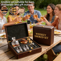 Kit de fumage de cocktails en bois de style ancien de haute qualité avec copeaux de bois, torche dorée et coffret cadeau en verre pour la mixologie et les mariages – Offre Spéciale