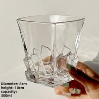 Édition limitée artistique tasse à eau en verre Transparent haut de gamme de luxe tasse à whisky lumière créative pour un usage domestique inspiré des glaçons