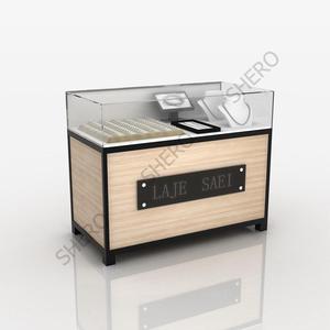 Nuevo diseño de madera + oro inoxidable LED luz joyería vitrina de cristal joyería quiosco centro comercial mostrador vitrina al por menor - Product Image 1