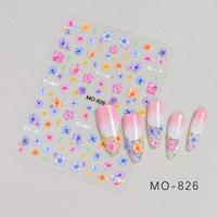 3 feuilles d'autocollants pour ongles à fleurs séchées vintage, autocollants auto-adhésifs pour nail art aux motifs de fleurs sauvages colorées