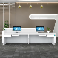 Moderne blanc lumière LED Salon hôtel bureau mobilier modulaire travail réception réception clinique dentaire bureaux d'accueil avec armoire