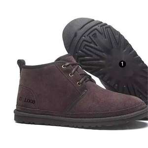 أحذية الثلج الرجالية المبطنة بالفرو بتصميم مخصص بشعار U لعام <span class=keywords><strong>2025</strong></span>، تصميم جديد وعصري لفصل الشتاء مع بطانة دافئة من الجلد الطبيعي وقصة قصيرة برباط - Product Image 3