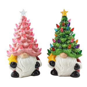 Resin Christmas <b>Tree</b> With Santa Claus Design Multicolored <b>Lights</b> Tabletop Indoor Decoration - Product Image 4
