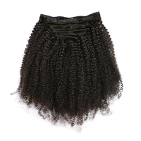 Extensions de cheveux Afro crépus bouclés à Clip 4C, Extensions de cheveux indiens crus vierges du Vietnam 100%