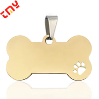 Plaque d'identification pour chien en acier inoxydable poli sur mesure, gravée au laser en forme d'os 3D, pour cadeaux promotionnels d'entreprise