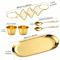 Luxuriöses Gold Edelstahl Taco-Halter-Set Serviertablett Saucenschälchen Löffel Mexikanische Essenspräsentation für Hochzeit Restaurant Party
