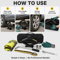 Cric ciseaux léger pour voiture 4 tonnes, outil de levage de pneus, kit d'urgence universel pour voiture, cric ciseaux d'entretien pour réparation simple