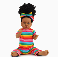 22 Zoll Schwarze Hautfarbene Reborn-Babypuppe Afroamerikanisch Weichvinyl Realistische Lebensechte Neugeborenen-Puppe Geschenk für Kinder
