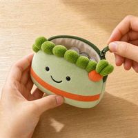 Adorable porte-monnaie en peluche en forme de chou vert, sac à fermeture éclair doux, breloque, jouets en peluche personnalisés en forme de légumes, fabricant OEM ODM