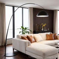 Lampadaire moderne en métal en forme d'arc, LED, température de couleur réglable, intensité variable, télécommande tactile, IRC 90, pour projets hôteliers