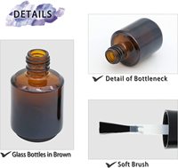 2025 contenants vides de vernis à ongles de luxe de 8ml 15ml pour l'art des ongles bouteilles de vernis à ongles rondes en verre brun avec capuchon et brosse en éventail