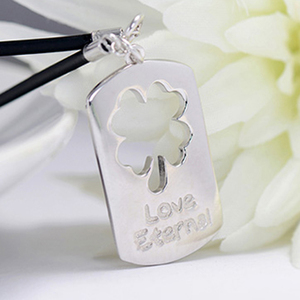 Collar con abalorio de trébol de <span class=keywords><strong>4</strong></span> hojas para parejas, colgante de planta, rompecabezas en blanco - Product Image 3
