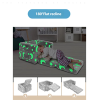 Canapé-lit pliable pour enfant avec veilleuse, en tissu velours écologique, couleur personnalisable, fauteuil inclinable convertible - Style moderne