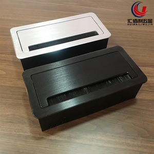 Huibaili Desktop Multimedia <b>Socket</b> Aluminum Embedded Panel Black Silver 260x130x80H Commercial Office Use - Product Image 1