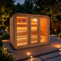 Sauna extérieur moderne intelligent en bois de hemlock pour 6 à 8 personnes avec panneau de commande et vapeur en thermowood