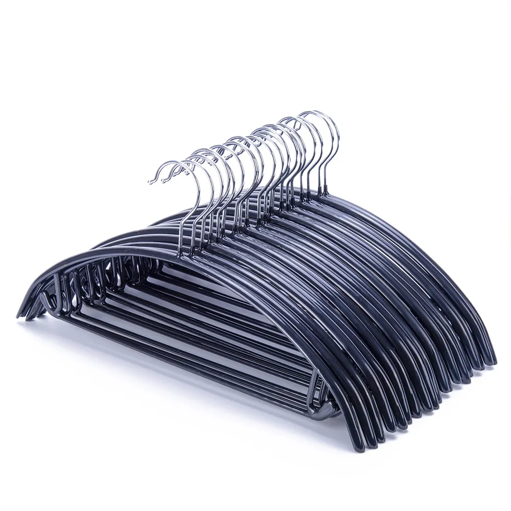 Metal PVC Coated Anti Slip Women Hanger with Pants Bar for Shop Hot Sale Black Eco-friendly Aluminum Single Stainless Steel