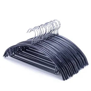 Cabide feminino antiderrapante, de metal, pvc, revestido, com barra de calças, para loja, preto, ecológico, de alumínio, aço inoxidável único