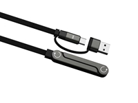 Cable de Datos de Nailon Trenzado de Carga Rápida PD de 240 W A+C-C 2 en 1 de 1.5 M con Soporte para Teléfono, Rotación de 360 Grados, Tipo C, Compatible con Juegos IOS