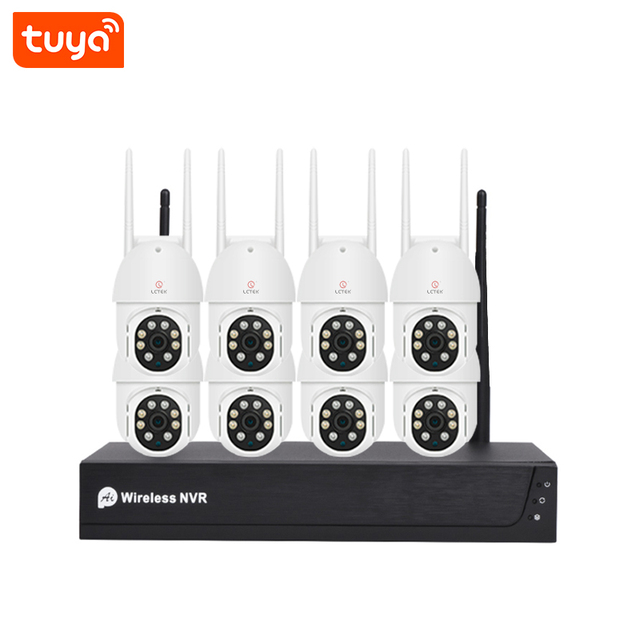 LCLCTEK Tuya Smart 3MP 8CH Wireless NVR Cctv Kit with Waterproof Security WIFI PTZ Wireless Cctv Camera