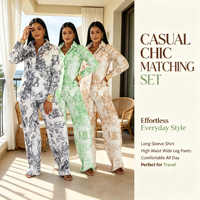 Ensemble de mode pour femmes, robe à manches longues à motif uni avec boutons, pantalon, style décontracté européen et américain, vente chaude pour l'automne