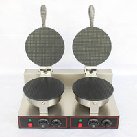 Machine à gaufres électriques commerciale à double tête pour cornets de crème glacée et gaufres bulles