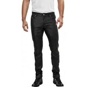 Jeans de Mezclilla Negros para Hombre, Corte Slim Fit, Tejido Sólido, Pierna Recta, Algodón de Peso Medio, Estilo Casual, para Otoño - Product Image 1