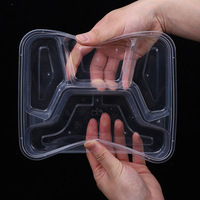 Boîte à lunch séparée en stock avec 2/3/4 compartiments supplémentaires, boîte d'emballage jetable anti-fuite