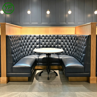 Ensemble de mobilier de restaurant haut de gamme en cuir, table et chaises, banquette en forme de L, sièges modernes pour café et hôtel