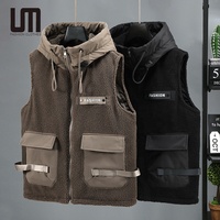 Liu Ming vente chaude produits 2025 hiver hommes décontracté chaud épais gilet veste sans manches laine d'agneau à capuche coupe-vent gilets