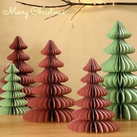 Ornements de Noël 3D en papier nid d'abeille épais pour arbre de Noël, décorations de table et de maison pour le festival de Noël