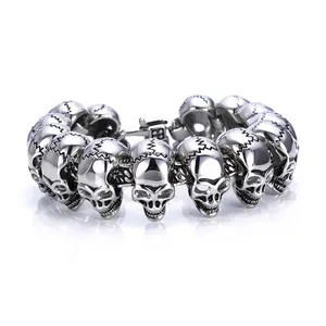 Titanium Stainless Steel Bracelet Bracelets Bangles Silver Plated Hiphop European And American Punk Men Sewing Skull Antique