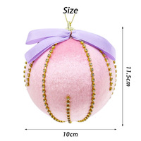 Boule de Noël suspendue en velours pailleté rose/violet personnalisée avec nœud et diamant pour arbre de Noël, chaîne de boules en diamant, décoration de fête à domicile