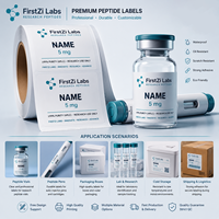 Étiquettes de bouteilles adhésives imperméables personnalisées, rouleaux d'étiquettes en PET, PP, vinyle, papier, étiquettes pour flacons de peptides, service d'impression OEM
