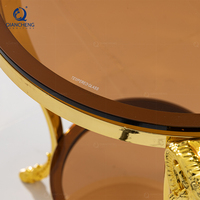Personnaliser tête de bélier moderne de luxe galvanoplastie petite table basse en verre avec cadre en acier inoxydable doré