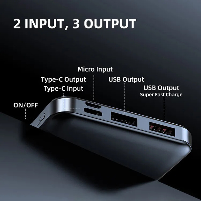 Hot-Selling Ultra-Thin Mini Plastic Power Bank 10000mAh USB Output 10W Custom LOGO Lightweight and Slim Design