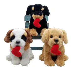 Plush Toy For Kids Custom Cute Plush Lovely Soft Animals Dogs With Heart Stuffed Toy