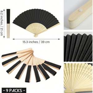 Éventail pliant en bambou, écologique, fait main, 8 pouces, logo personnalisable, cadeau de mariage, décoration maison DIY, peint à la main - Product Image 5