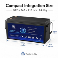 Paket Baterai Lifepo4 24v 200ah untuk Robot Vacuum Cleaner dan Sistem Tenaga Elektronik Sistem Penyimpanan Energi Surya