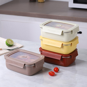 Lonchera cuadrada con cierre hermético para almacenamiento de alimentos, para trabajadores de oficina y estudiantes, contenedor portátil de color sólido - Product Image 1