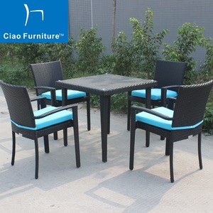 Phật sơn nhà hàng ngoài trời sân thượng đồ nội thất <span class=keywords><strong>PE</strong></span> mây <span class=keywords><strong>wicker</strong></span> 5 miếng vườn bàn ăn và Ghế bộ - Product Image 2